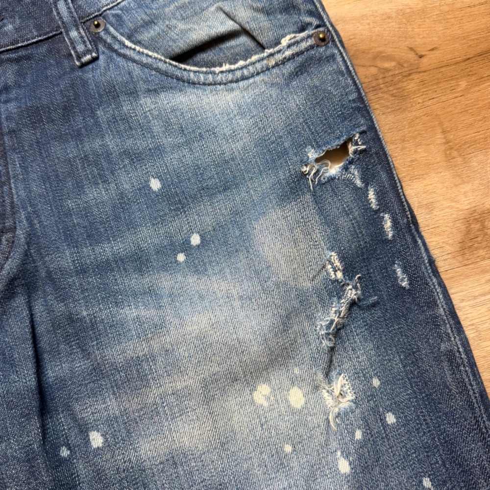 Dsquared2 Slim Jeans Mens 32 Blue Distressed Paint Splatter Patchwork Made Italy - Picture 5 of 16